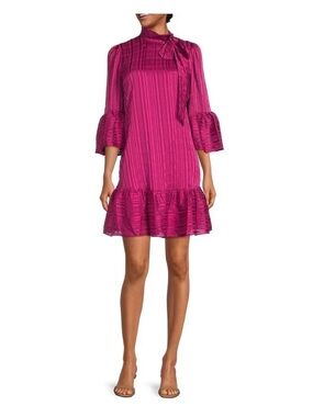 Calvin Klein Fuchsia Tie-Neck Ruffle Dress size 6